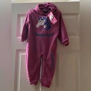 Baby Girl Cowgirl Hardware Fleece Hooded Jumpsuit. New with Tags. Size 12 mos.